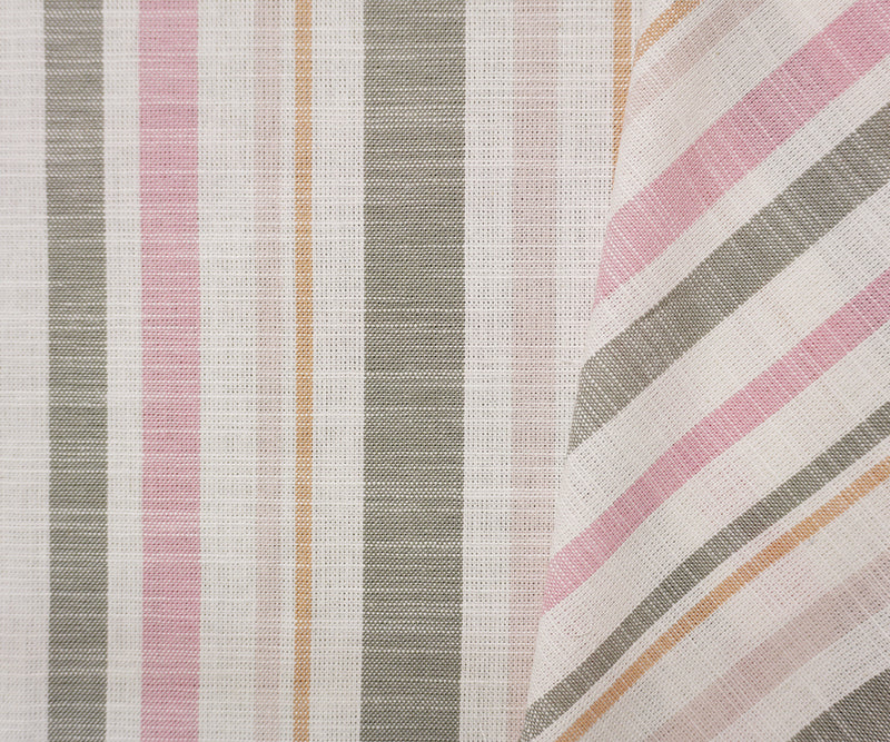 White-Pink-Gray Cotton Stripe Slub Woven Fabric