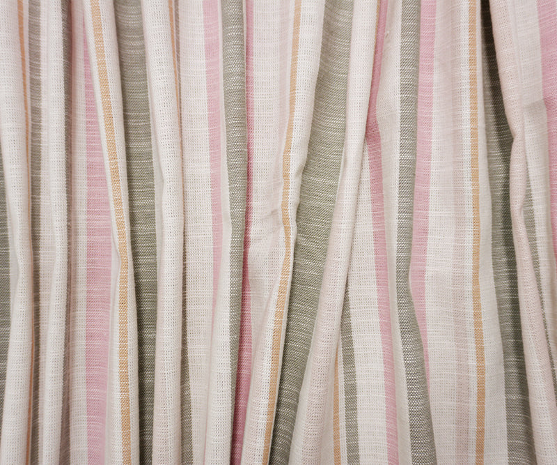 White-Pink-Gray Cotton Stripe Slub Woven Fabric