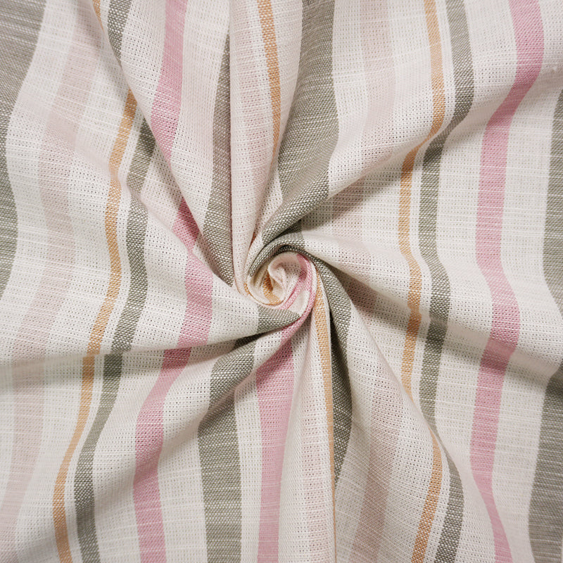 White-Pink-Gray Cotton Stripe Slub Woven Fabric