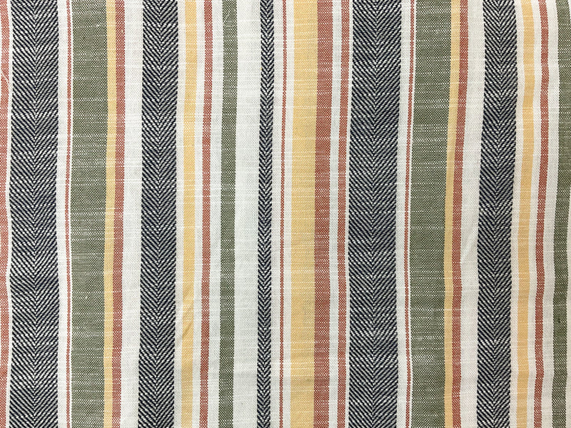 Navy-Yellow-Multi Cotton Stripe Dobby Woven Fabric