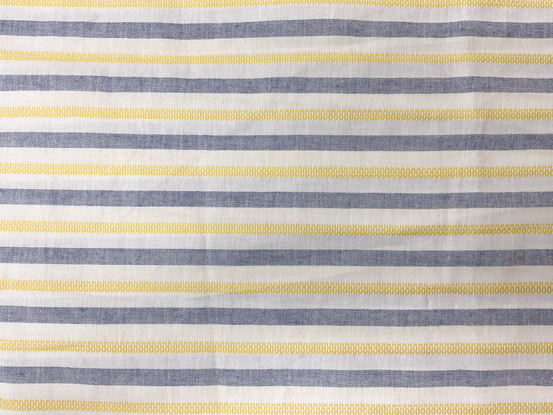 Yellow-Blue-White Cotton Stripe Dobby Woven Fabric