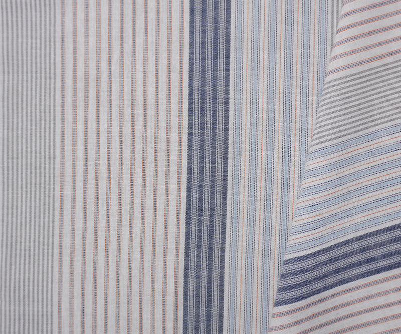 Blue-White-Red Cotton Stripe Shirting Woven Fabric