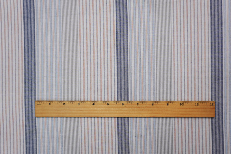 Blue-White-Red Cotton Stripe Shirting Woven Fabric