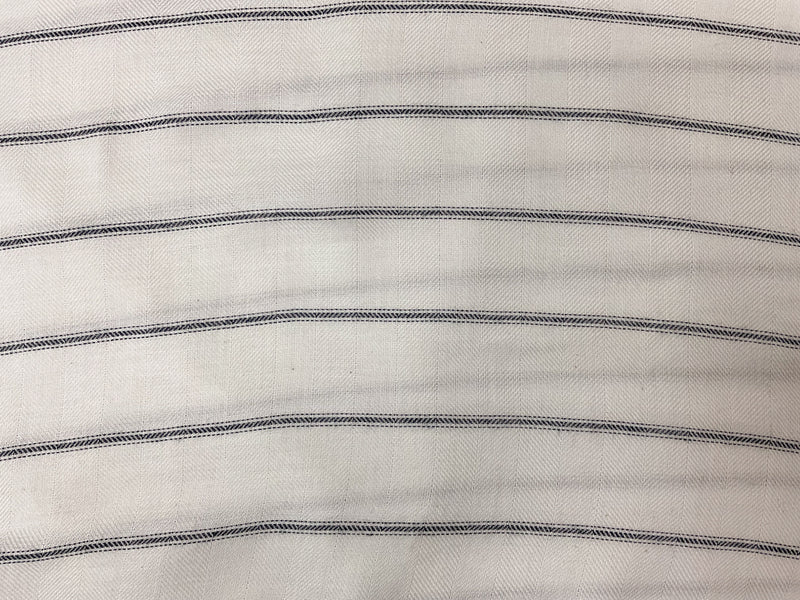 White-Navy Rayon Stripe Herringbone Twill Woven Fabric