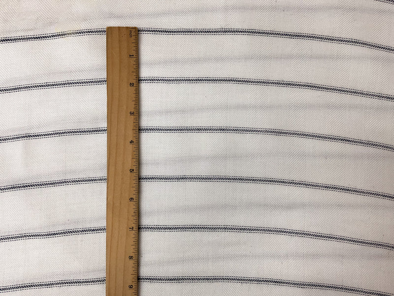 White-Navy Rayon Stripe Herringbone Twill Woven Fabric