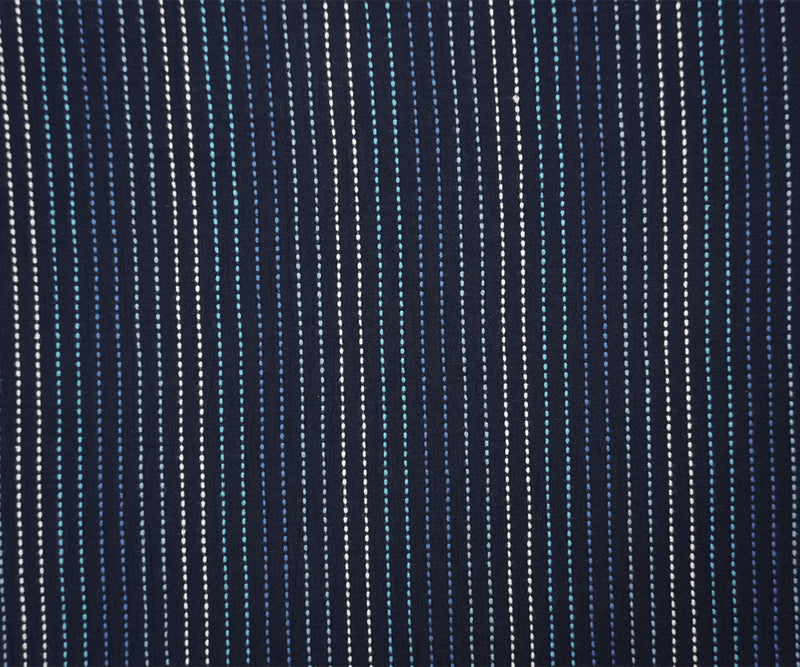 Navy-Blue-White Cotton Stripe Crinkled Dobby Gauze Woven Fabric