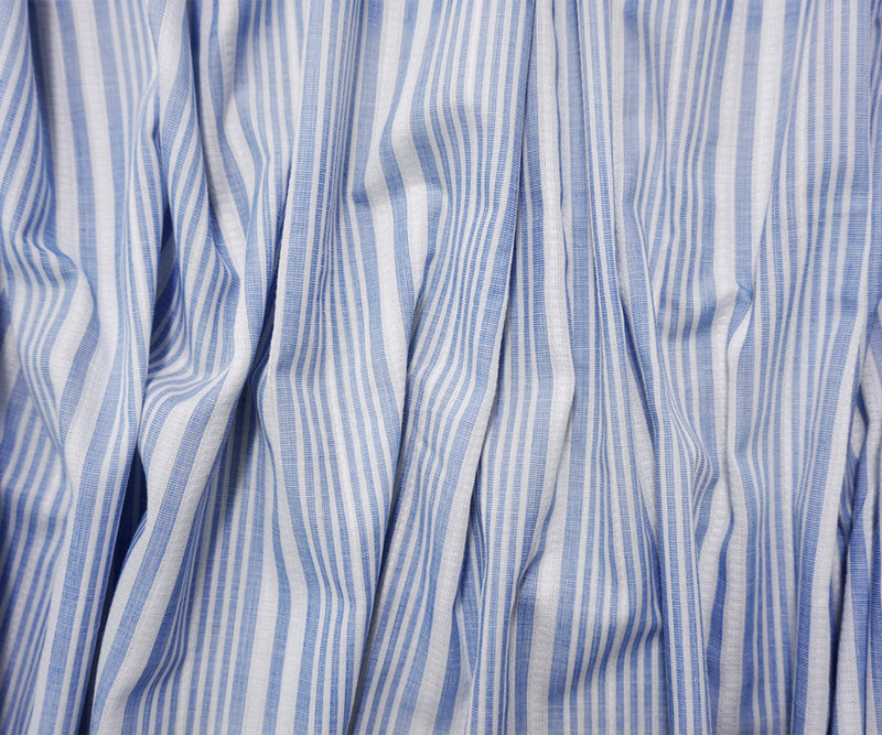 Blue-White Cotton Stripe Dobby Woven Fabric