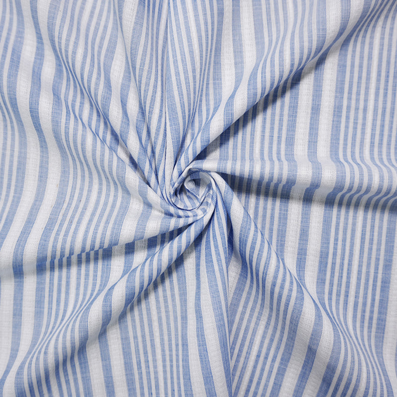 Blue-White Cotton Stripe Dobby Woven Fabric