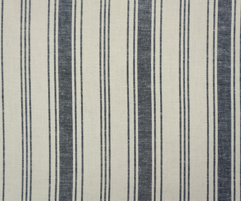 Deep Navy-Off-White Linen Rayon Stripe Slub Woven Fabric