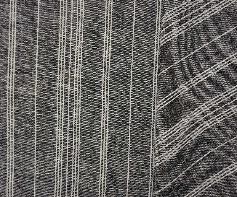 Black Linen Rayon Stripe Slub Woven Fabric