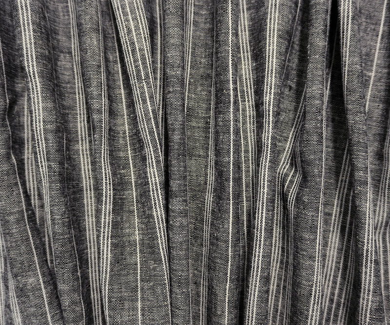 Black Linen Rayon Stripe Slub Woven Fabric