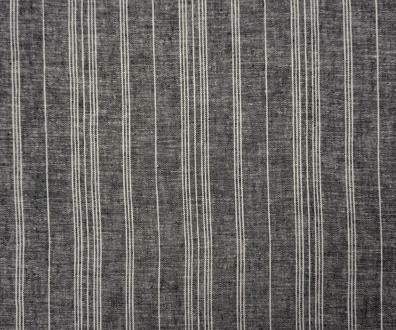 Black Linen Rayon Stripe Slub Woven Fabric