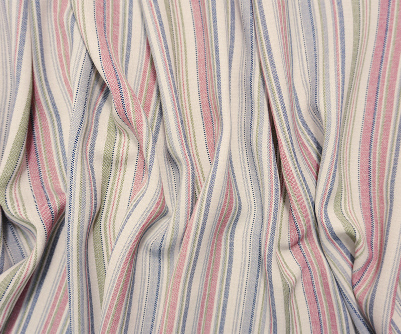 Red-Blue-Off-White Poly Stripe Dobby Woven Fabric