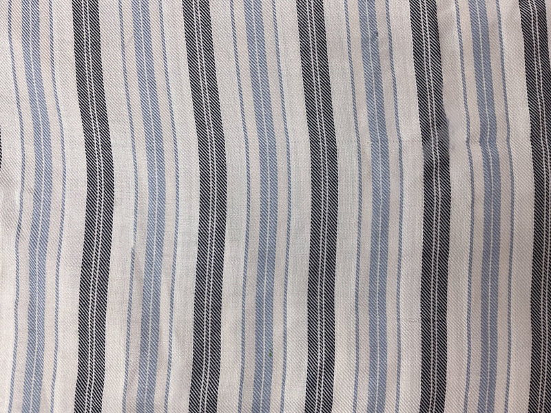 White-Blue-Multi Rayon Stripe Twill Woven Fabric