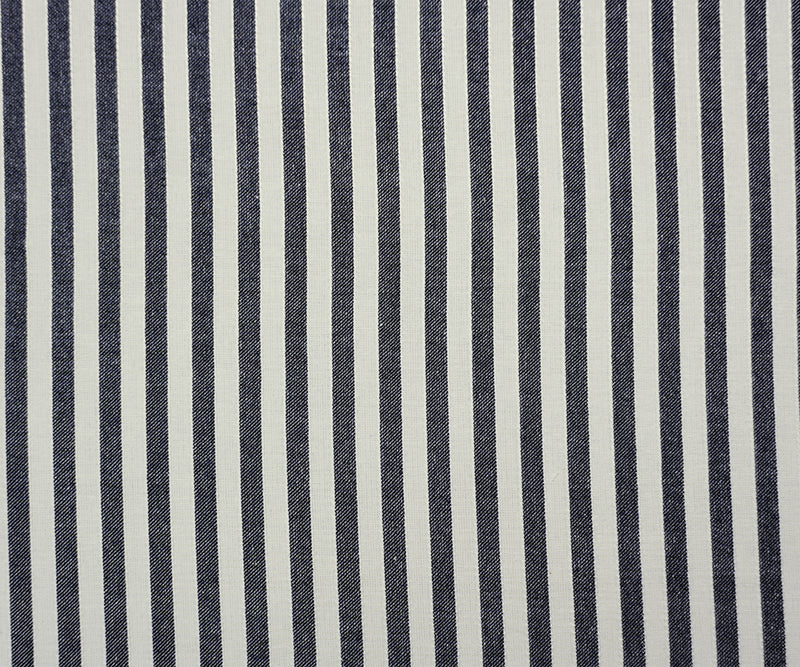 Night Blue-White Rayon Cotton Stripe Woven Fabric