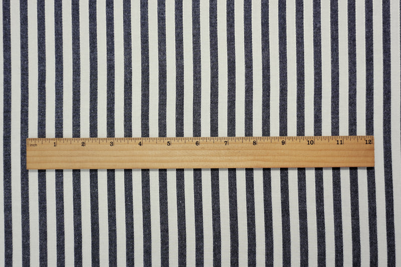 Night Blue-White Rayon Cotton Stripe Woven Fabric