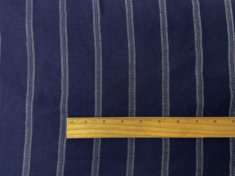Blue-White Rayon Stripe Herringbone Twill Woven Fabric