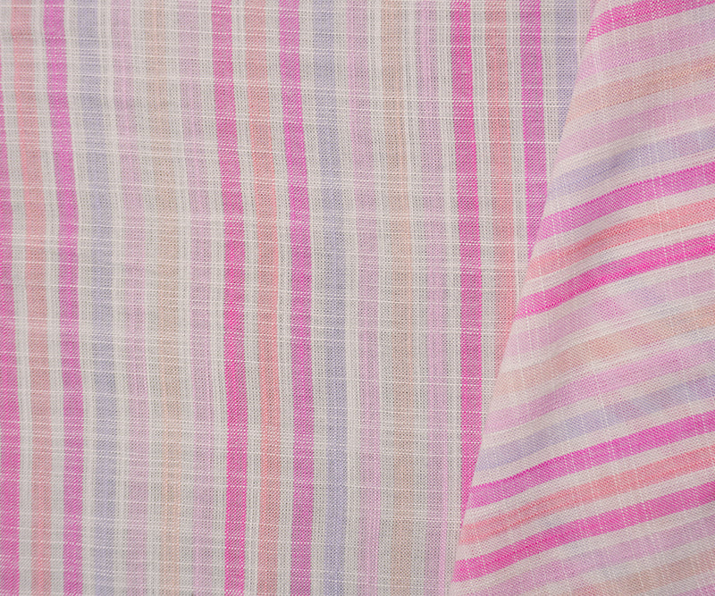 Pink Rayon Stripe Slub Challis Woven Fabric