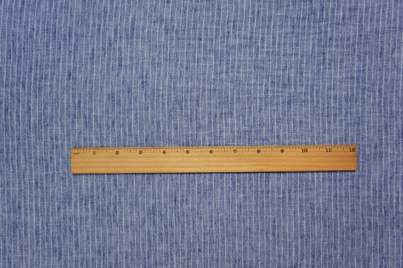Blue-White Poly Stripe Washed Linen-Like Woven Fabric
