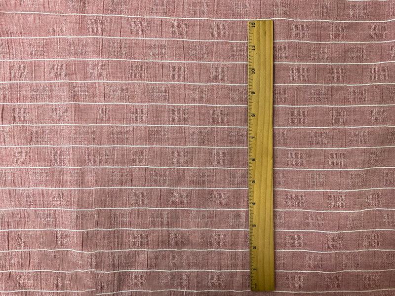 Red-White Poly-Cotton Stripe Dobby Woven Fabric