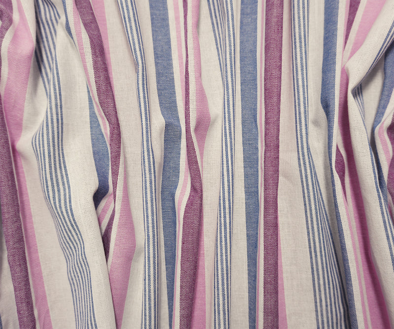 Blue-Pink-White Cotton Stripe Shirting Woven Fabric