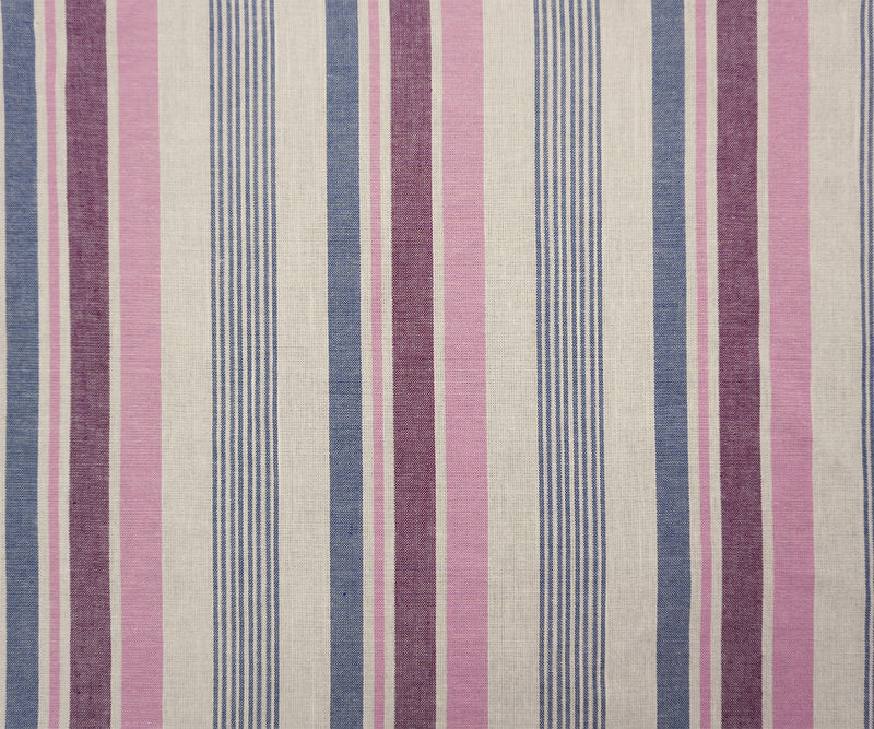 Blue-Pink-White Cotton Stripe Shirting Woven Fabric