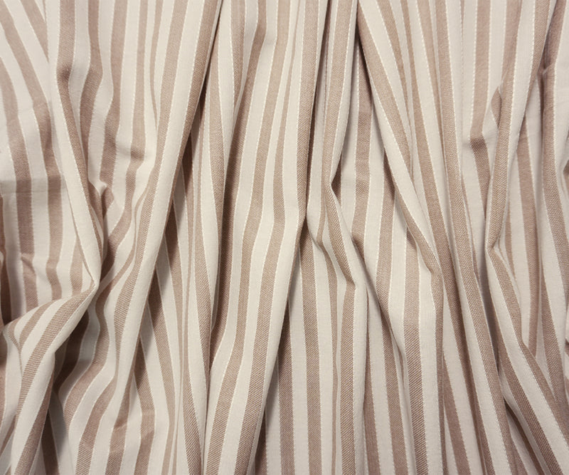Brown-White Rayon Cotton Stripe Woven Fabric