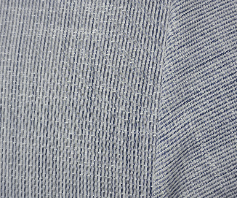 Blue-White Rayon Stripe Slub Shirting Woven Fabric