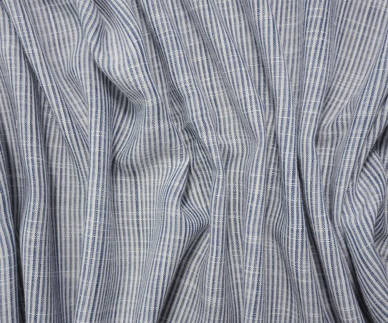 Blue-White Rayon Stripe Slub Shirting Woven Fabric