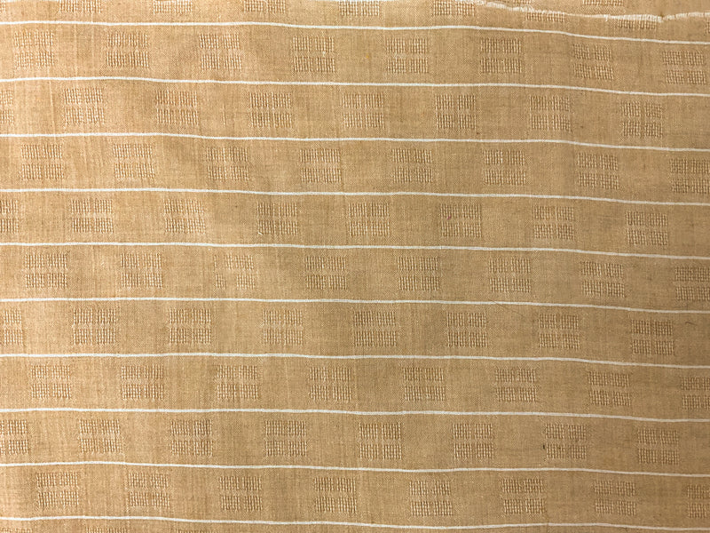 Mustard Yellow-White Poly-Cotton Stripe Dobby Woven Fabric