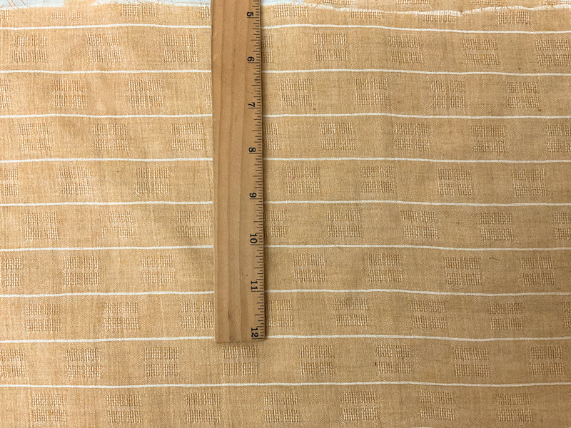 Mustard Yellow-White Poly-Cotton Stripe Dobby Woven Fabric