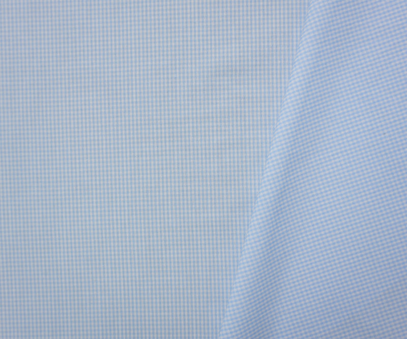 Blue-White Cotton Mini Check Gingham Woven Fabric