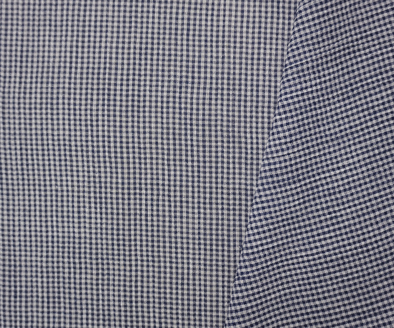 Navy Blue-White Cotton Check Gingham Gauze Woven Fabric