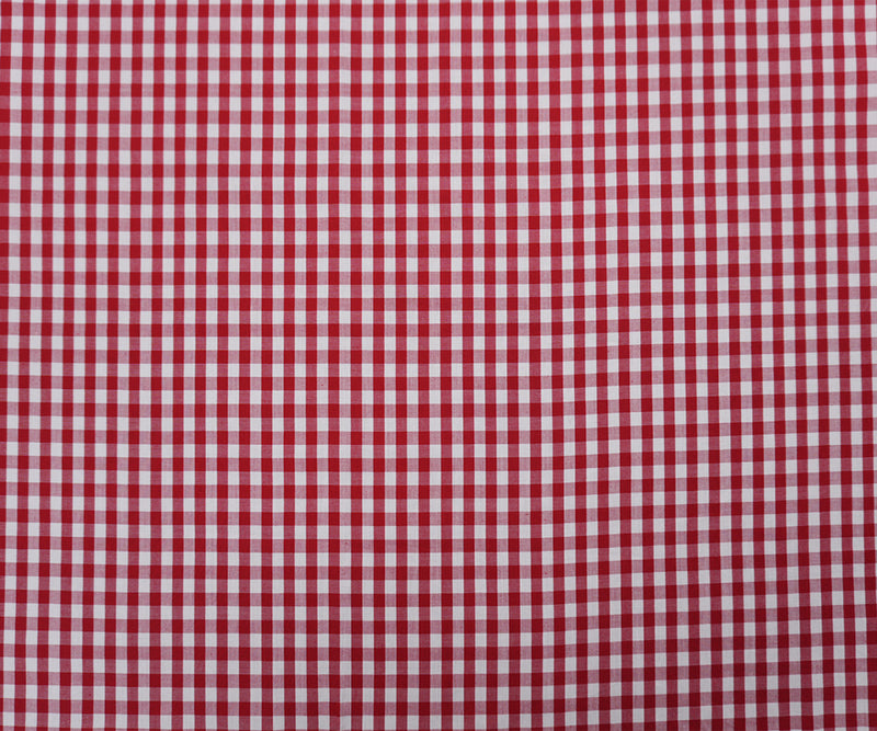 Red-White Cotton Check Gingham Woven Fabric