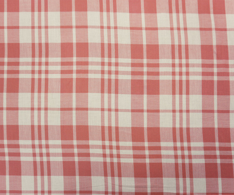 Red-White Cotton Plaid Voile Woven Fabric