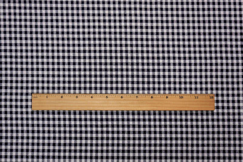 Deep Navy-White Cotton Gingham Check Dobby Woven Fabric