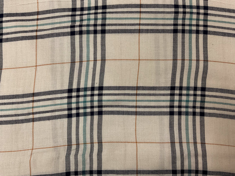 Light Beige-Navy Rayon Stripe Herringbone Twill Woven Fabric