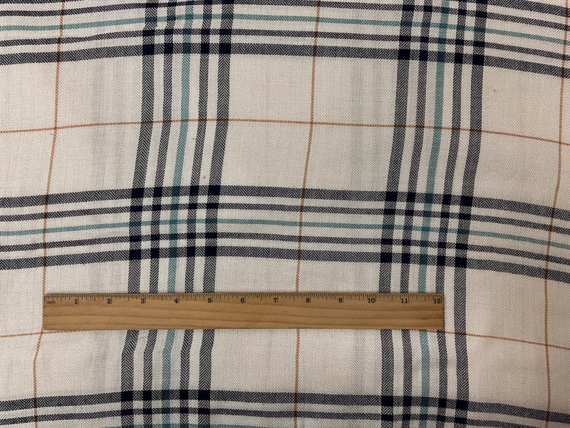 Light Beige-Navy Rayon Stripe Herringbone Twill Woven Fabric