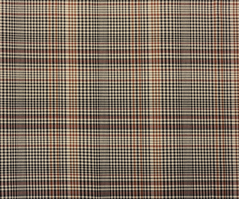 Brown-Black-Multi Rayon Poly Spandex Stretch Plaid Twill Woven Fabric