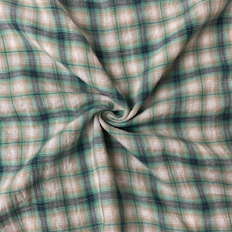 Teal-Navy-Multi Cotton Plaid-Check Twill Woven Fabric