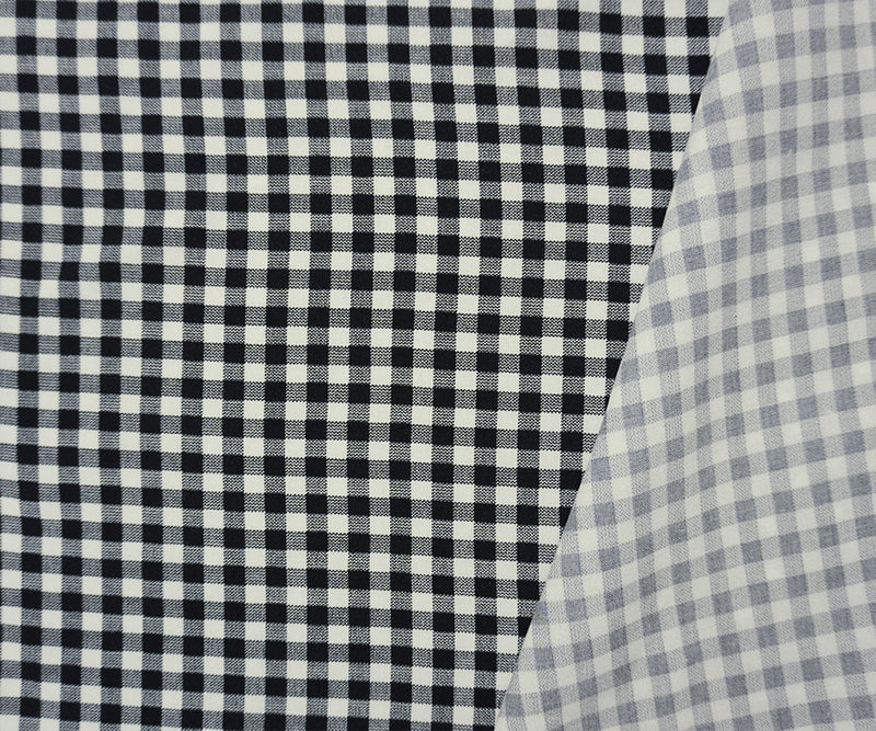 Black-White Rayon Gingham Check Challis Woven Fabric