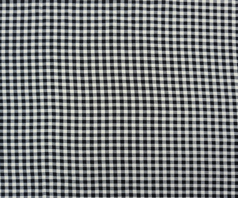 Black-White Rayon Gingham Check Challis Woven Fabric