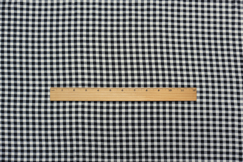Black-White Rayon Gingham Check Challis Woven Fabric