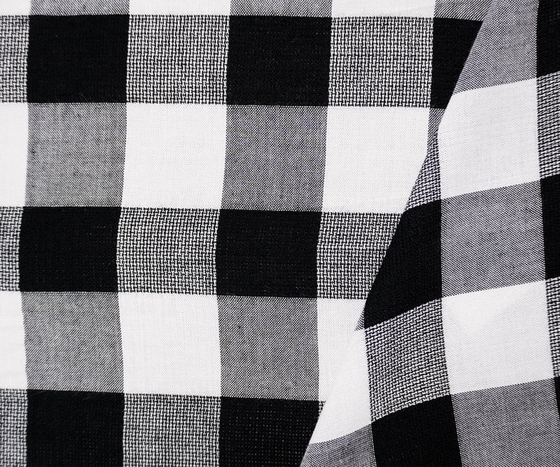 Black-White Rayon Check Leno Weave Fabric