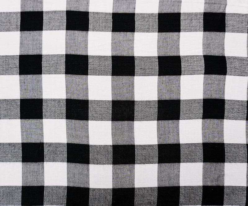 Black-White Rayon Check Leno Weave Fabric