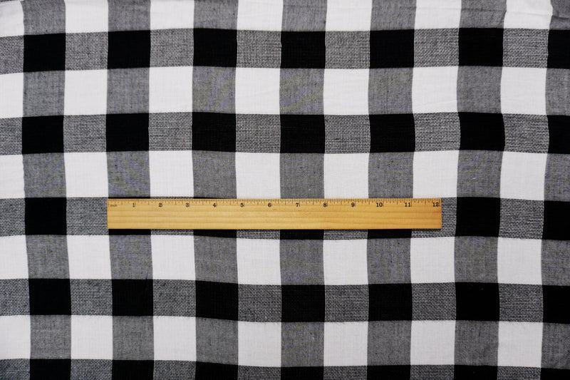 Black-White Rayon Check Leno Weave Fabric