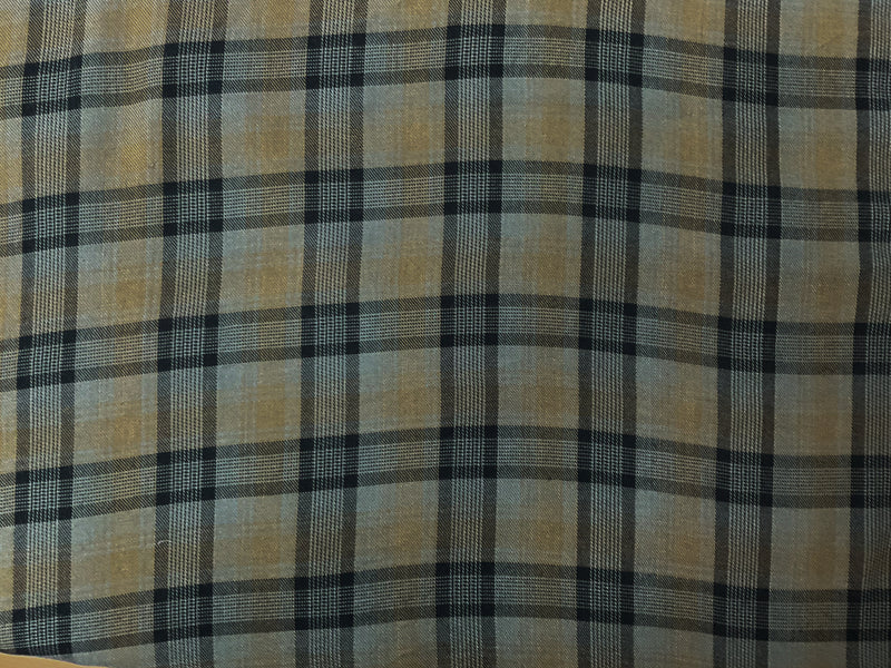 Deep Green-Black-Multi Rayon Plaid Twill Woven Fabric