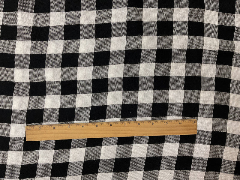 Black-White Rayon Check Herringbone Twill Woven Fabric