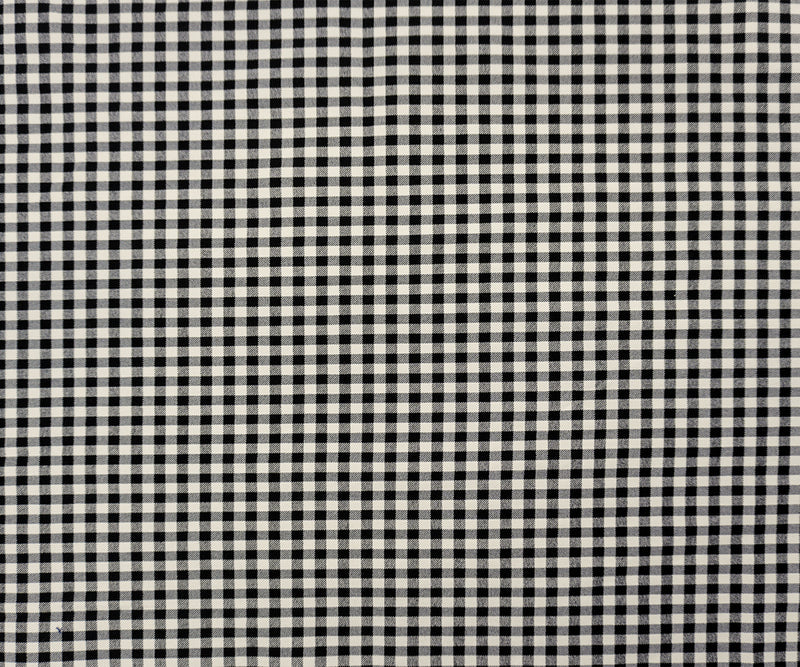 Black-White Rayon Blend Stretch Gingham Check Twill Woven Fabric
