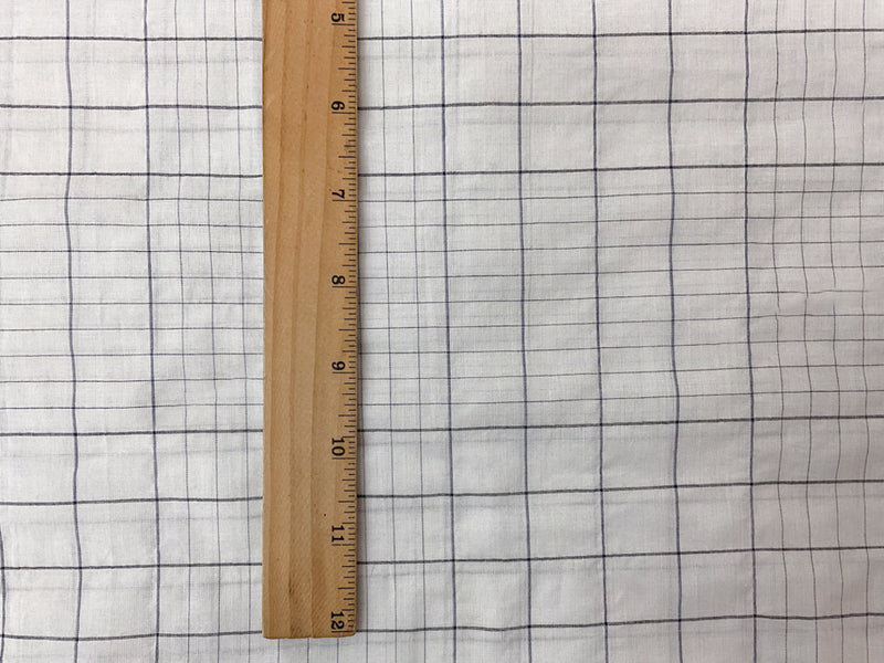 White-Navy-Black Cotton Plaid-Check Woven Fabric